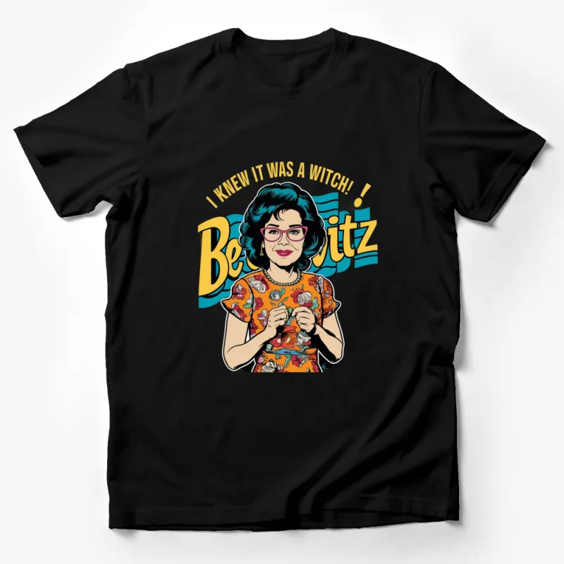 Retro Witch Knew It Graphic T-Shirt, Fun Comic Style Belwitz Tee, Unique Pop Art Design Top Male T-Shirt