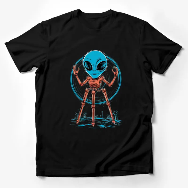 Alien Robot Art T-Shirt, Extraterrestrial Being Sci-Fi Top, Unique Men's and Women's Graphic Tee Male T-Shirt