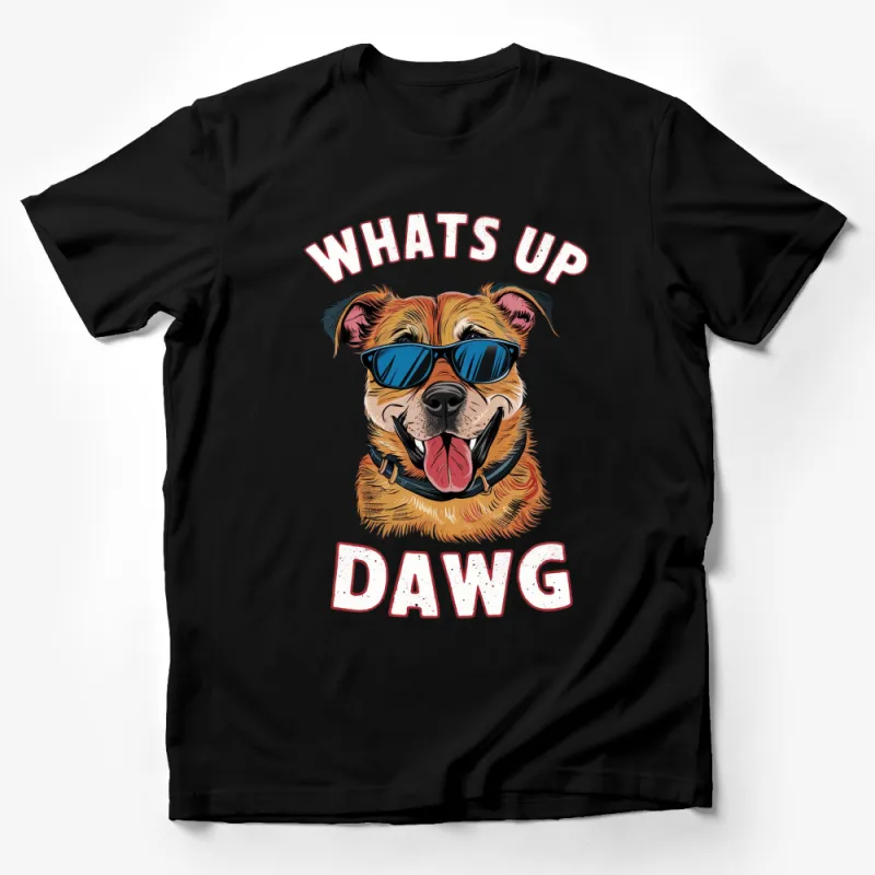 Cool Dog T-Shirt, What's Up Dawg Sunglasses Dog Graphic Tee, Funny Animal Shirt, Pet Lover Gift, Casual Streetwear Male T-Shirt