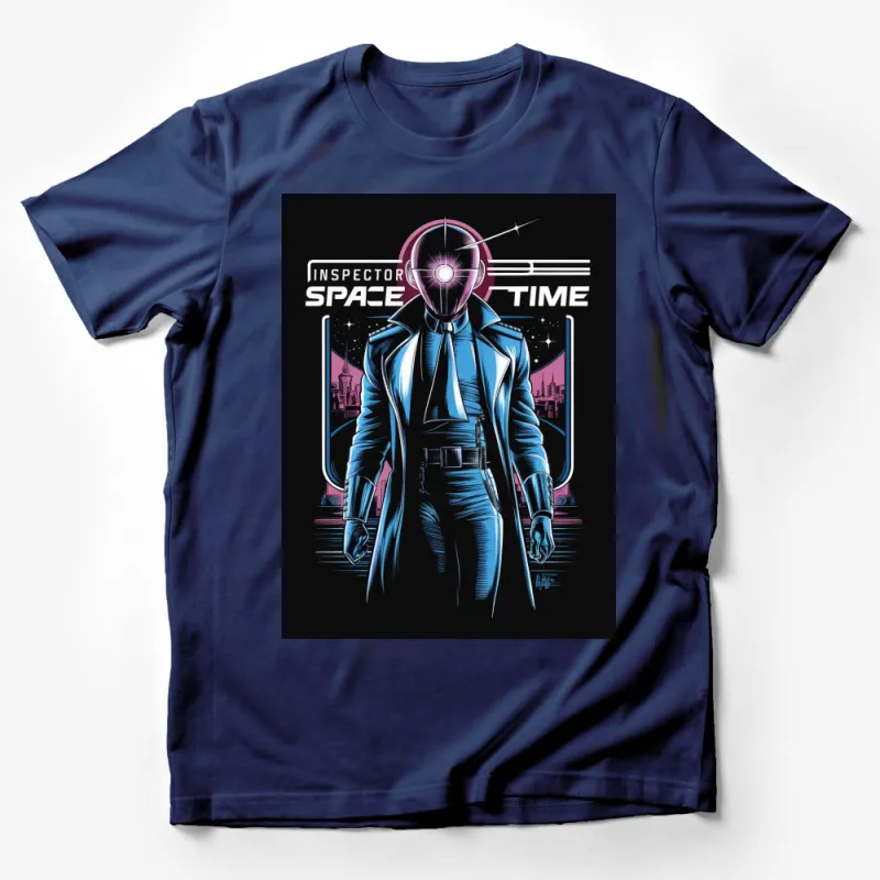 Inspector Space Time T-Shirt, Retro Sci-Fi Graphic Tee, Futuristic Outer Space Design, Unisex Apparel Male T-Shirt