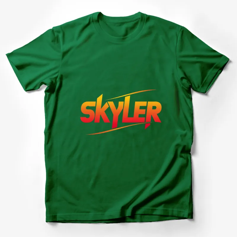 Skyler Bold Graphic T-Shirt, Orange Red Gradient Style, Trendy Unisex Apparel, Casual Wear Male T-Shirt