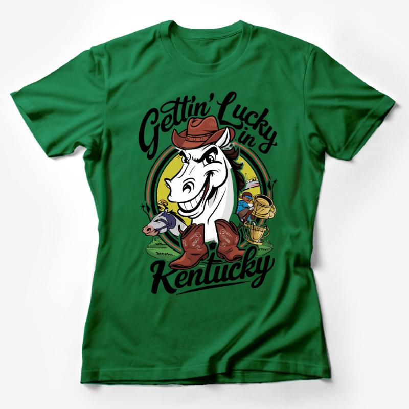 Gettin' Lucky in Kentucky T-Shirt, Funny Horse Graphic Tee, Unisex Country Music Festival Shirt Female T-Shirt