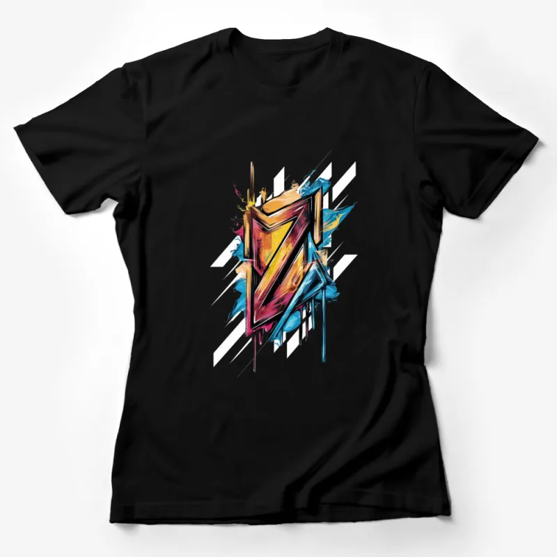 Colorful Abstract Splash Z Logo Graphic Designer Unisex T-Shirt Female T-Shirt