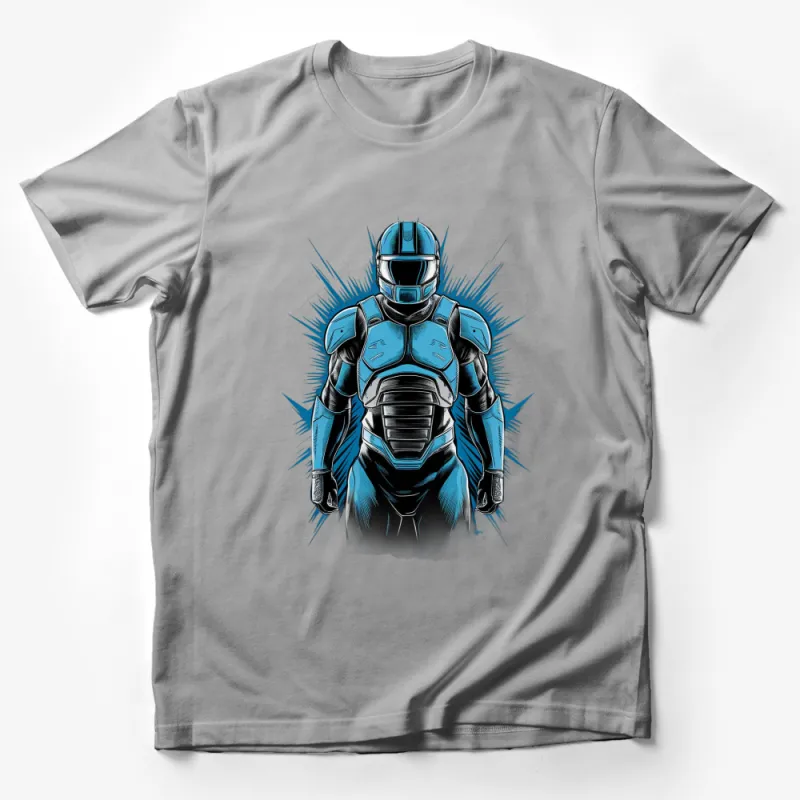 Futuristic Robot Warrior T-Shirt, Sci-Fi Armor Graphic Tee, Unique Cyber Soldier Design, Unisex Male T-Shirt