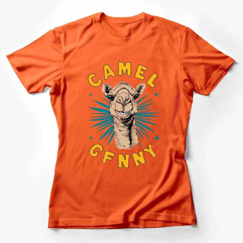 Funny Camel Face Graphic T-Shirt, Cute Animal Tee, Humorous Camel Ccfnny Shirt, Unique Gift Idea Female T-Shirt