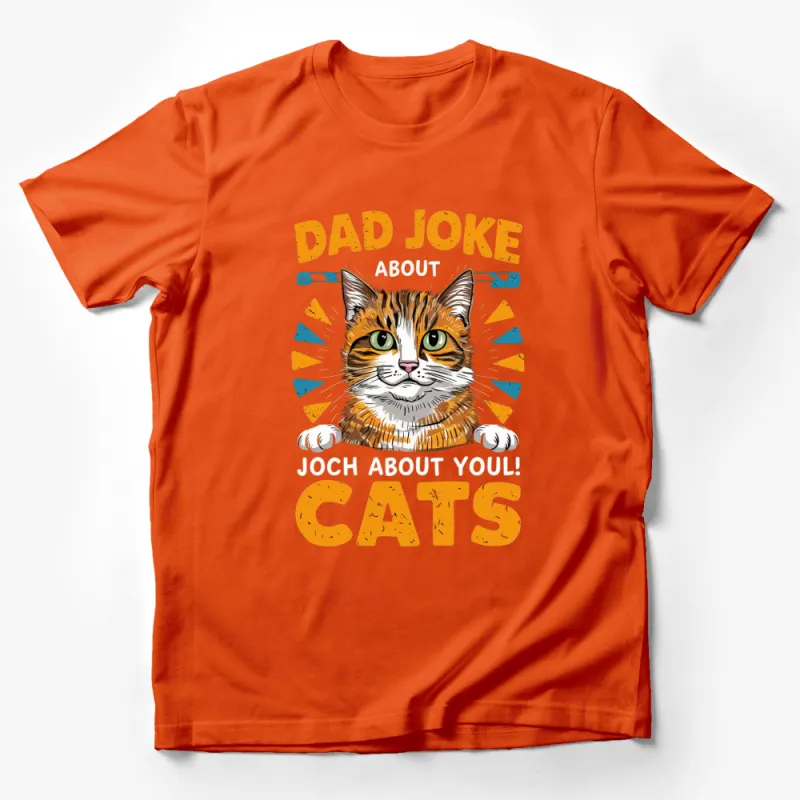 Funny Cat Dad Joke T-Shirt, Colorful Cat Face Graphic, Cute Cat Lover Tee, Unisex Adult Clothing Male T-Shirt