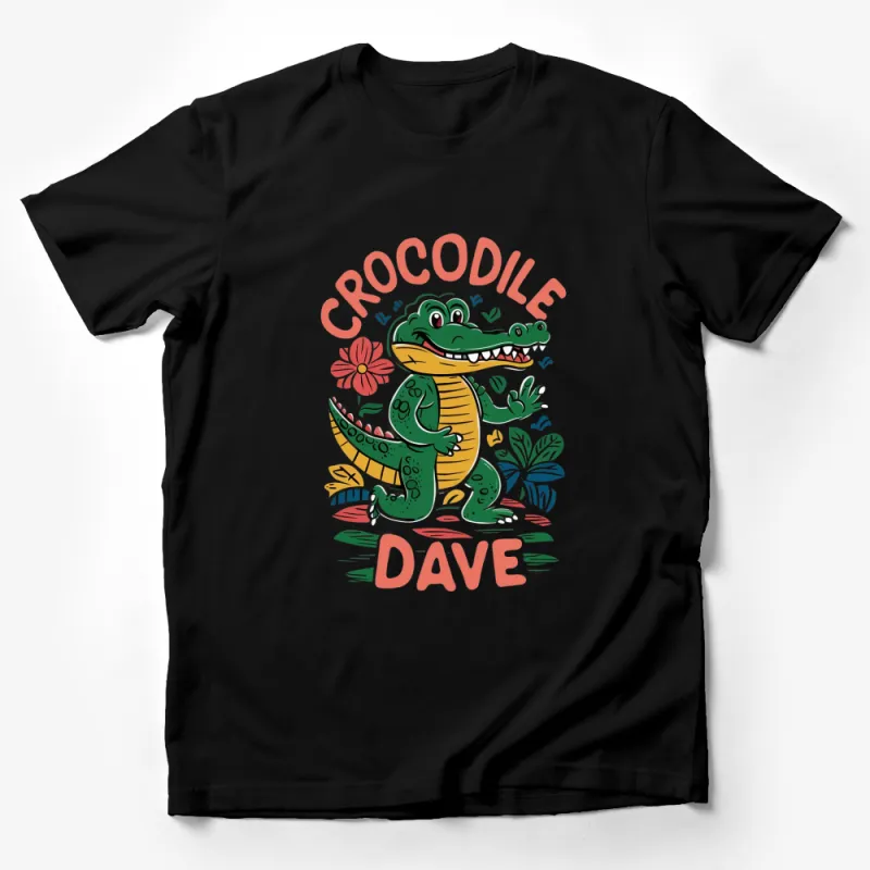 Kids Crocodile Dave T-Shirt, Cute Animal Graphic Tee, Boys and Girls Top Male T-Shirt