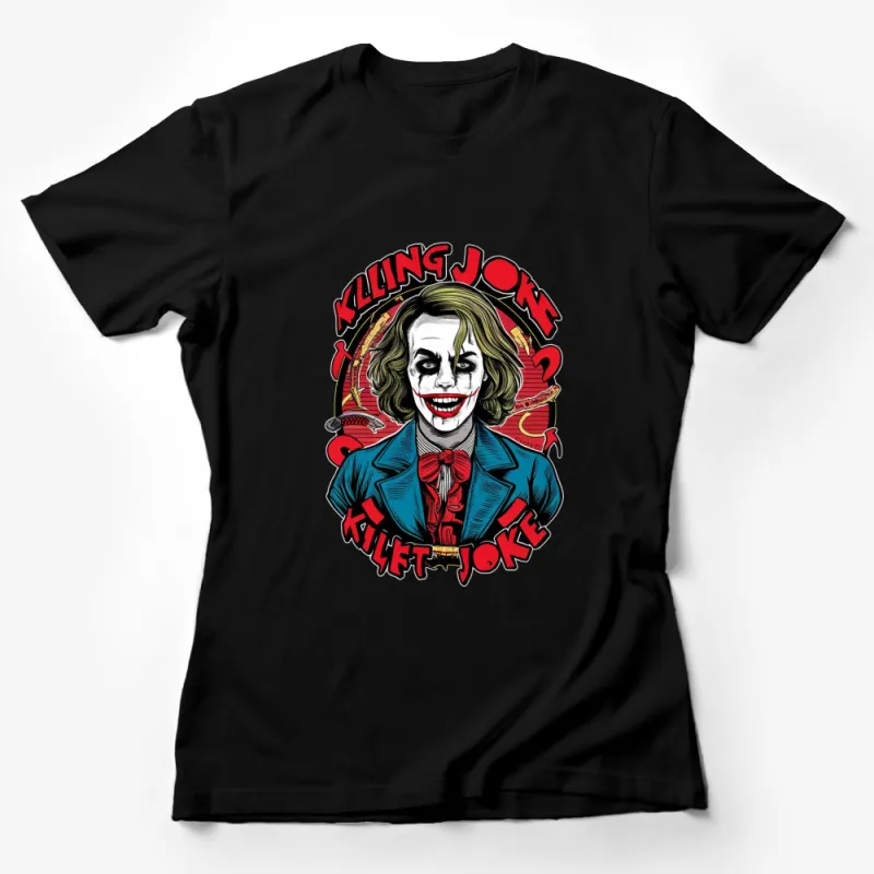 Killing Joke Comic Art T-Shirt, Colorful Joker Graphic Tee, Vintage Style Superhero Shirt, Fan Apparel Female T-Shirt