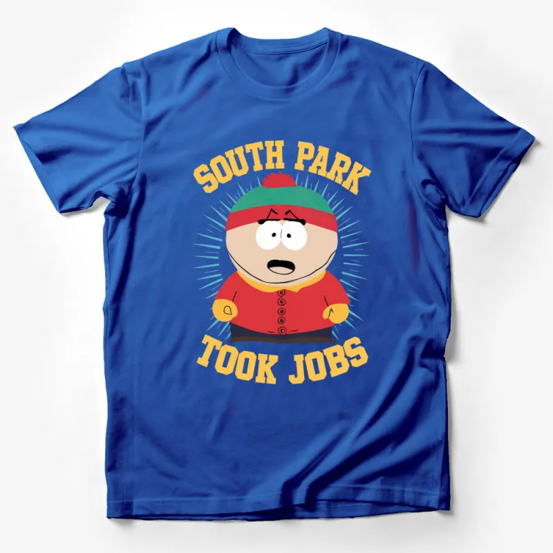 South Park T-Shirt, Iconic Cartoon Character, Took Jobs Quote, Red Tee, Unisex Apparel Male T-Shirt