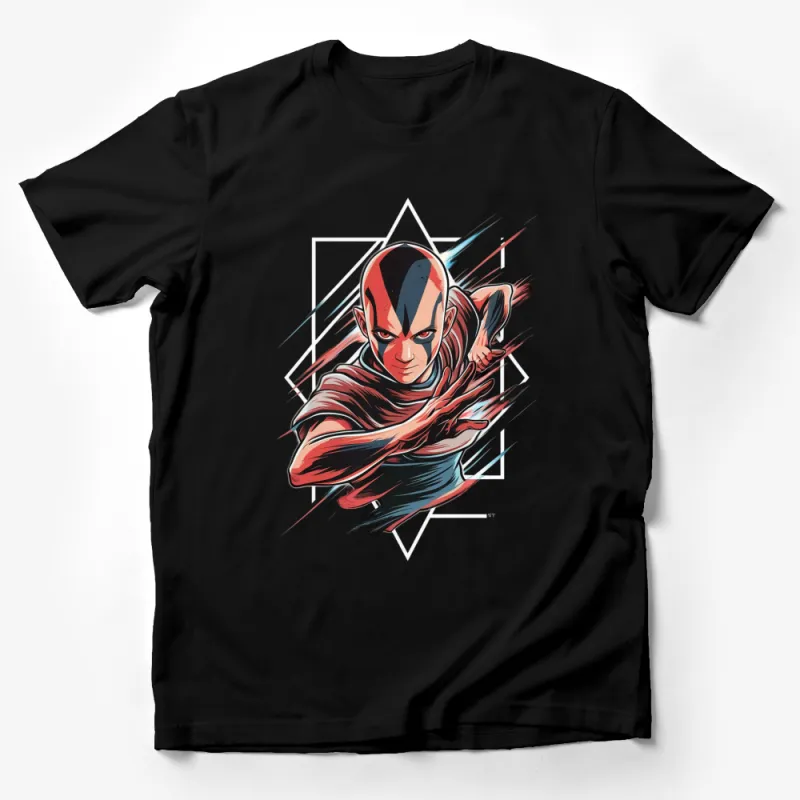 Avatar Aang Action Pose Graphic Tee, Unique Anime-Inspired T-Shirt, Cool Gift for Cartoon Fans Male T-Shirt