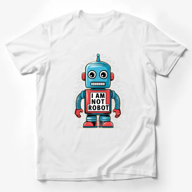 Retro Robot T-Shirt, I Am Not Robot Funny Vintage Graphic Tee, Unisex Adult Clothing Male T-Shirt