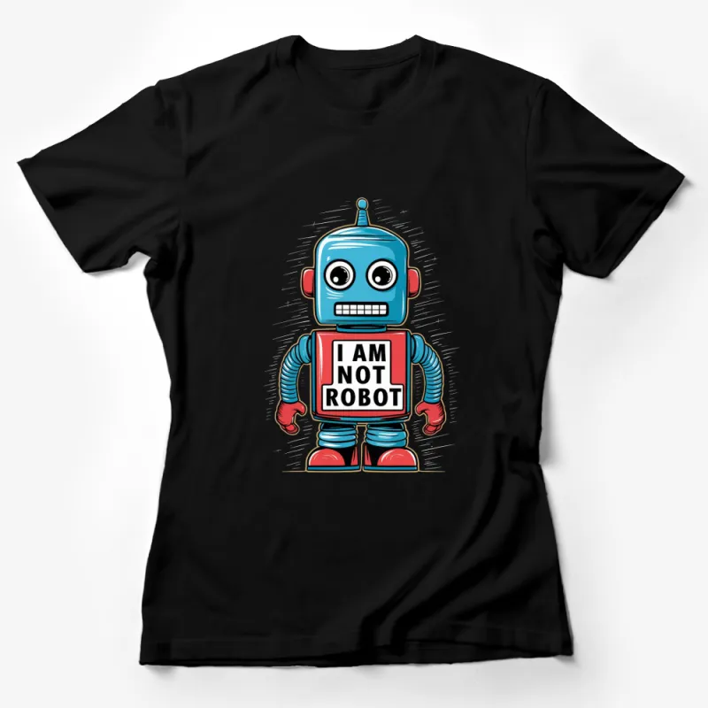 Retro Robot T-Shirt, I Am Not Robot Funny Vintage Graphic Tee, Unisex Adult Clothing Female T-Shirt