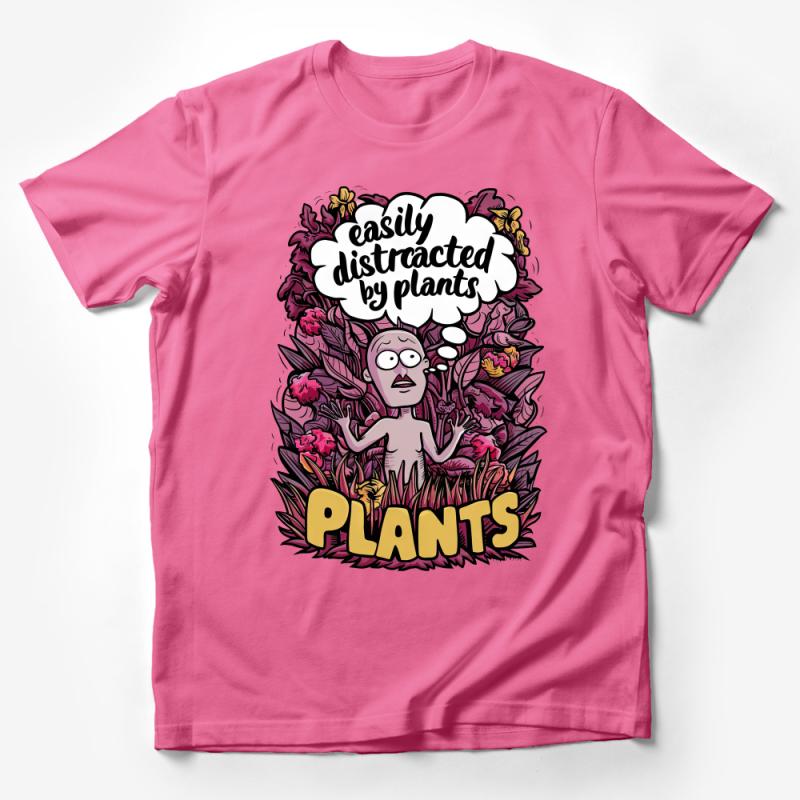 Easily Distracted by Plants Funny Gardener T-Shirt, Colorful Plant Lover Tee, Quirky Gardeners Gift, Unique Botanical Shirt, Unisex Male T-Shirt