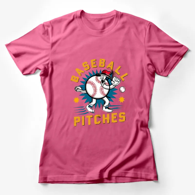 Fun Baseball Pitches Graphic T-Shirt, Cool Baseball Print Tee, Sports Casual Outfit Shirt, Unisex Female T-Shirt