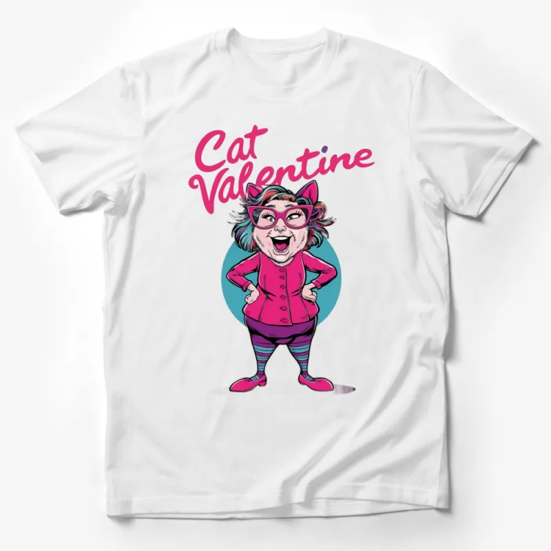 Cat Valentine Cartoon Cat Lady Graphic T-Shirt, Cute Pink Feminine Fun Tee for Women Male T-Shirt