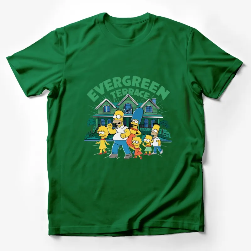 The Simpsons Family Evergreen Terrace T-Shirt, Cartoon Fan Tee, Homer and Marge Graphic Shirt, Gift for TV Show Fans Male T-Shirt