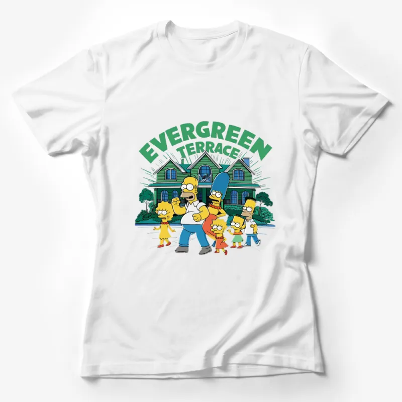 The Simpsons Family Evergreen Terrace T-Shirt, Cartoon Fan Tee, Homer and Marge Graphic Shirt, Gift for TV Show Fans Female T-Shirt