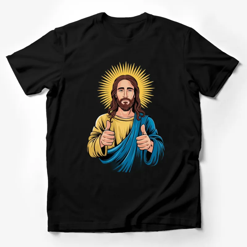 Jesus Christ Graphic Tee, Spiritual Radiant Sunburst Design, Religious Christian T-Shirt, Unisex Male T-Shirt