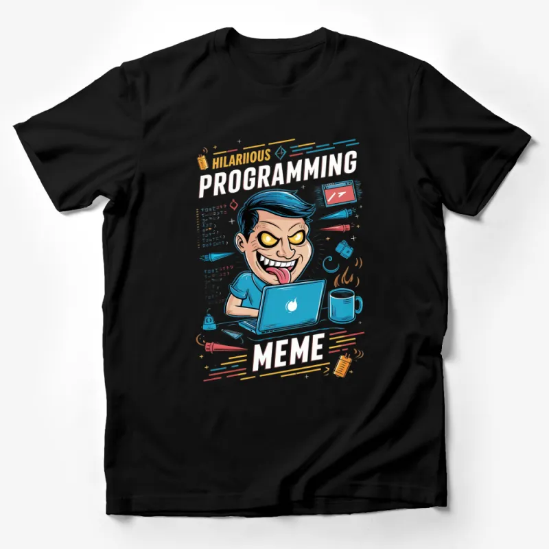 Funny Programmer Meme T-Shirt, Hilarious Coding Graphic Tee, Geeky Tech Gift, Computer Humor Apparel Male T-Shirt