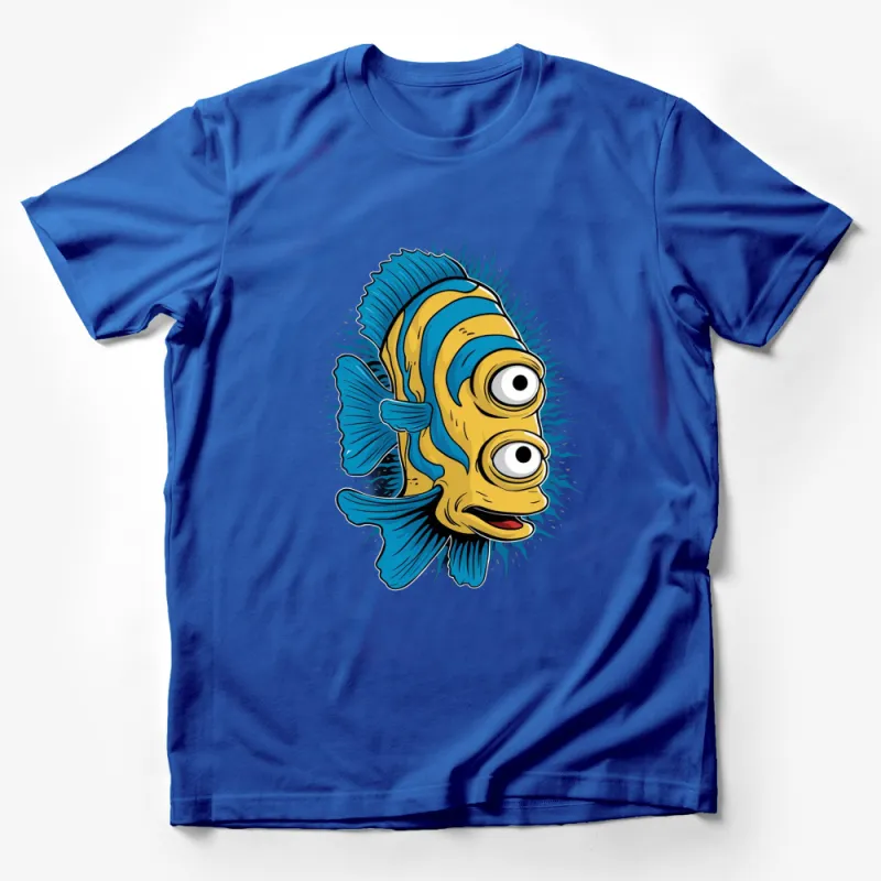 Colorful Cartoon Fish T-Shirt, Funny Tropical Fish Tee, Cute Ocean Animal Graphic Shirt for All Ages Male T-Shirt