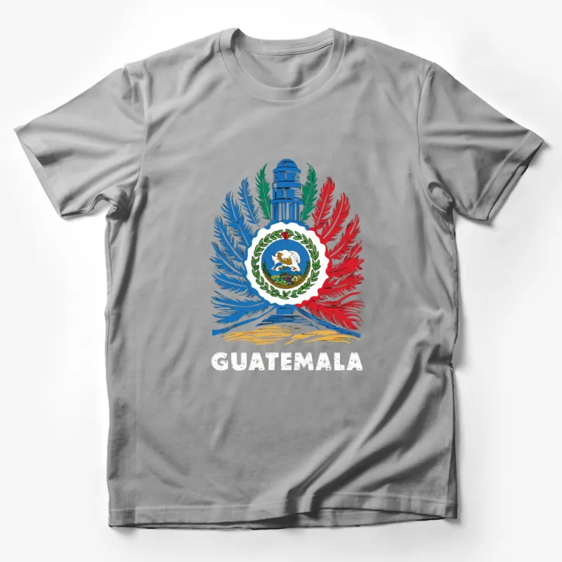 Guatemala Flag Colors Feather Design T-Shirt, Patriotic Central American Apparel Male T-Shirt