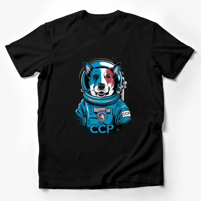 Astronaut Dog T-Shirt, Colorful Space Themed Graphic Tee, Unisex Adult Clothing, Cute Animal in Space Outfit Male T-Shirt