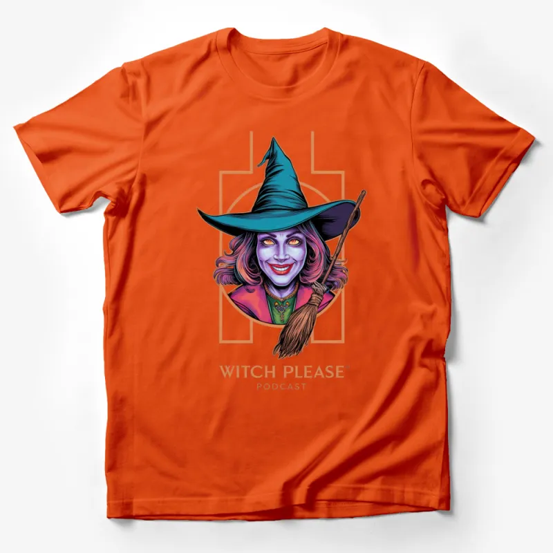 Witch Please Podcast Graphic T-Shirt, Colorful Witch Art, Fun Halloween Costume Tee, Unique Gift Idea Male T-Shirt