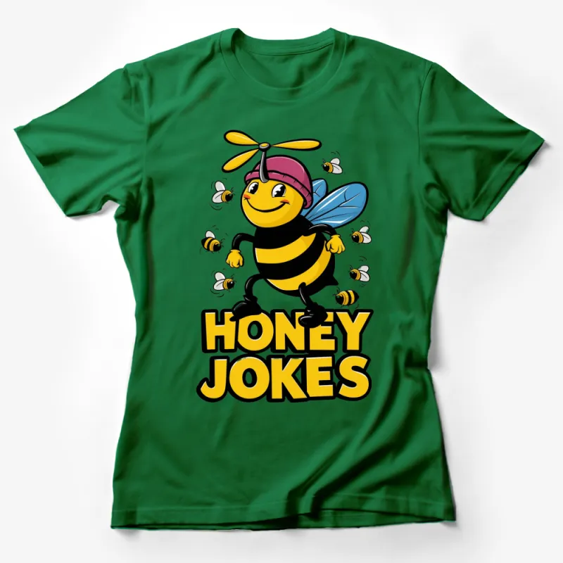 Cute Bee Cartoon T-Shirt, Honey Jokes Yellow Bee Graphic Tee for Kids and Adults, Unisex Female T-Shirt