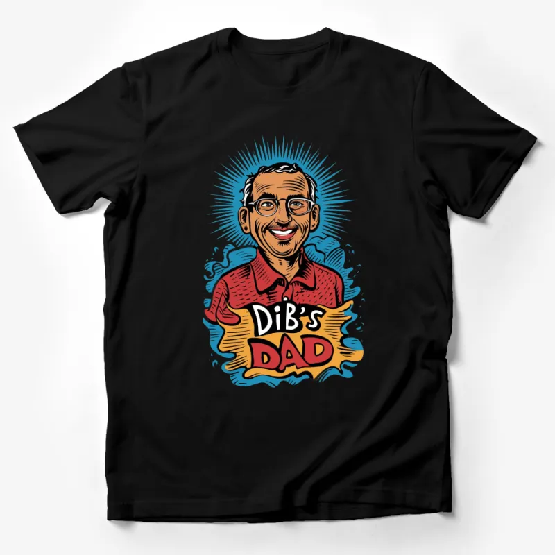 Cool Dib's Dad Retro Comic Style T-Shirt, Unique Dad Gift, Cartoon Dad on Blue Burst Background Male T-Shirt