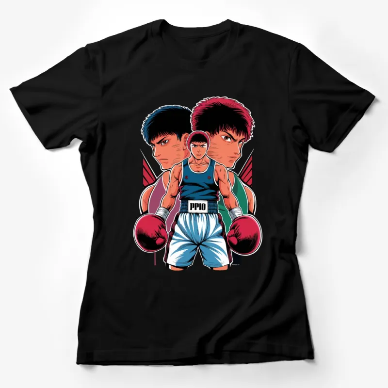 Retro Anime Boxer T-Shirt, Vintage Martial Arts Fighter Tee, Unique Graphic Men's Shirt, Cool Sports Tee Female T-Shirt