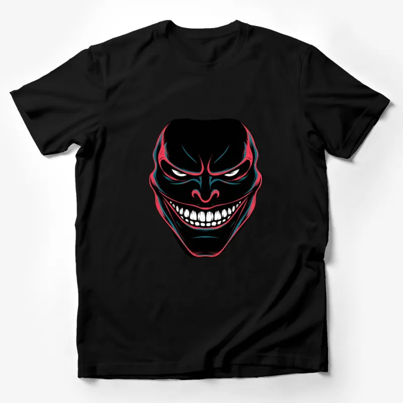 Neon Demon Mask Graphic Tee, Cyberpunk Inspired, Unisex T-Shirt, Bold Artistic Design Male T-Shirt