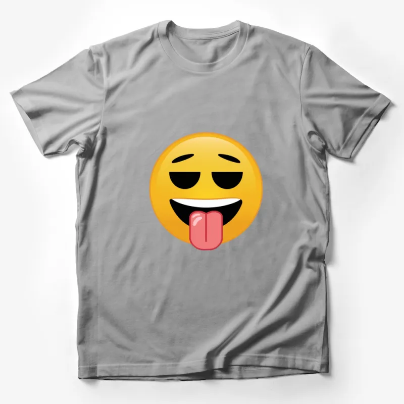 Funny Emoji T-Shirt, Playful Tongue Out Face, Yellow Smiley Casual Tee, Unisex Graphic Shirt Male T-Shirt