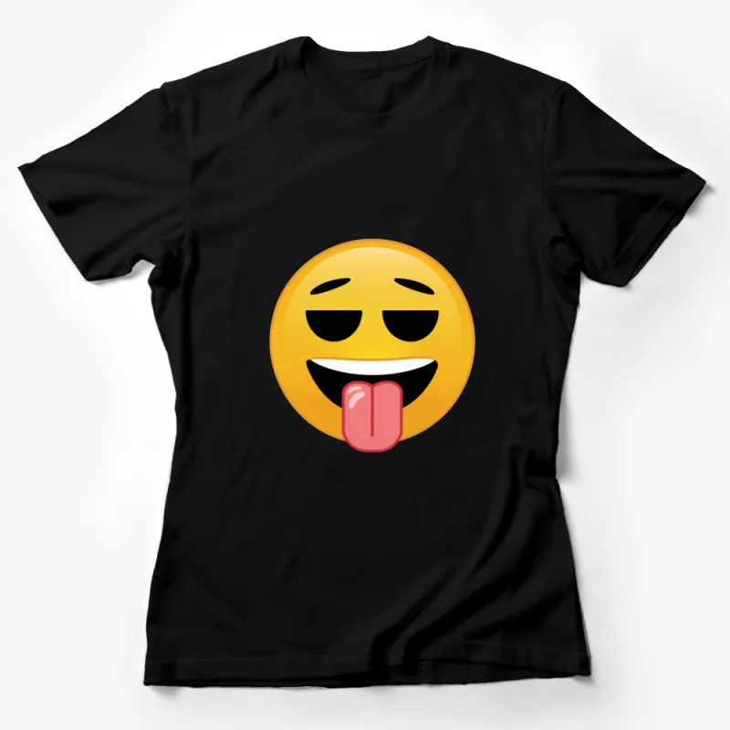 Funny Emoji T-Shirt, Playful Tongue Out Face, Yellow Smiley Casual Tee, Unisex Graphic Shirt Female T-Shirt