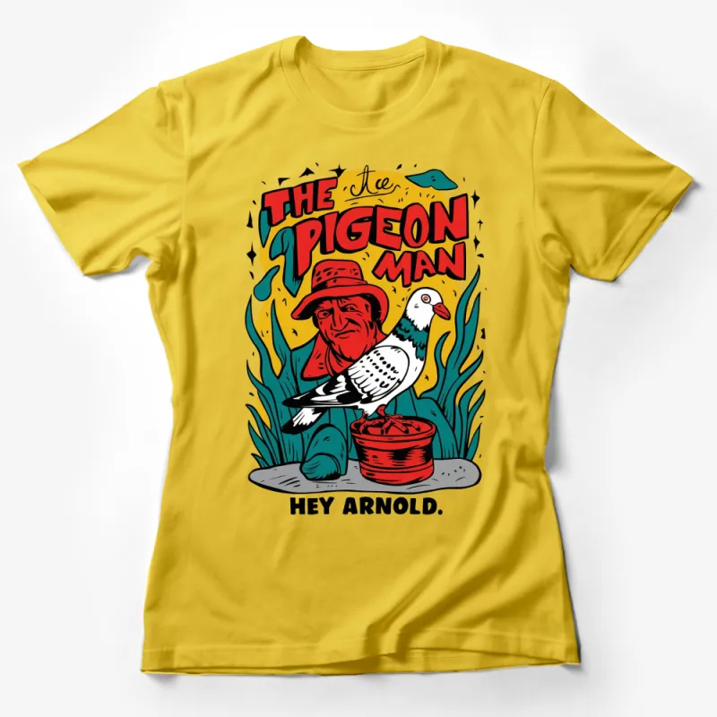 Vintage Cartoon The Pigeon Man T-Shirt, Retro Style Graphic Tee, Hey Arnold Inspired Top Female T-Shirt