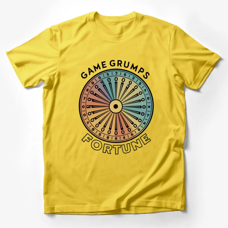 Game Grumps Fortune Wheel Design T-Shirt, Colorful Retro Style Gaming Tee, Casual Wear Male T-Shirt