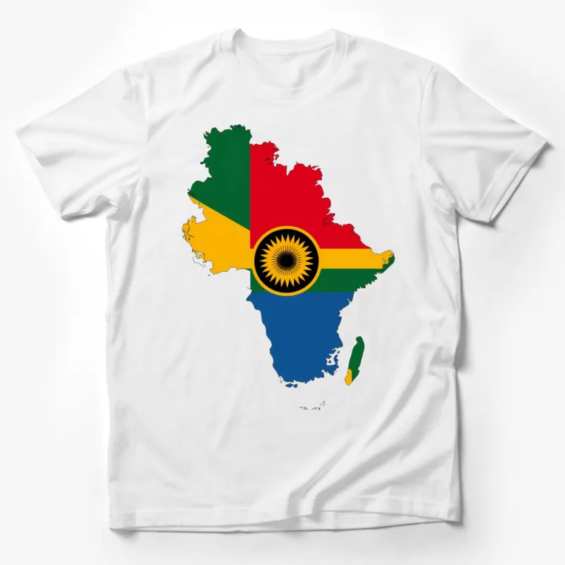 Colorful Map of Africa T-Shirt, African Continent Graphic Tee, Unisex Fashion Top Male T-Shirt