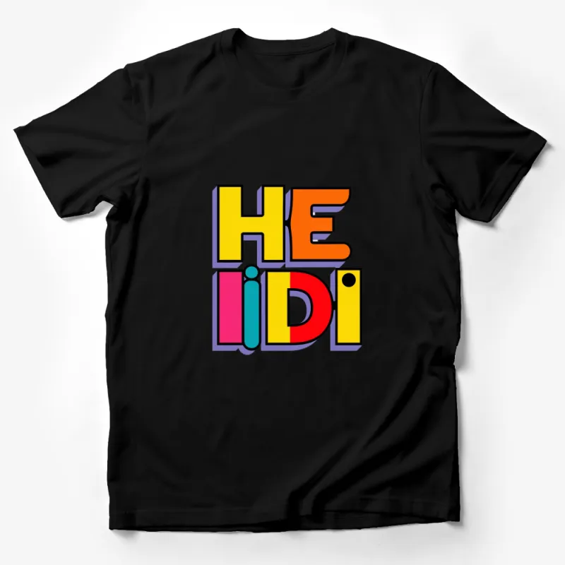 Colorful Heidi Text Design T-Shirt, Vintage 90s Style Graphic Tee, Unisex Fashion Top, Bold Statement Shirt Male T-Shirt