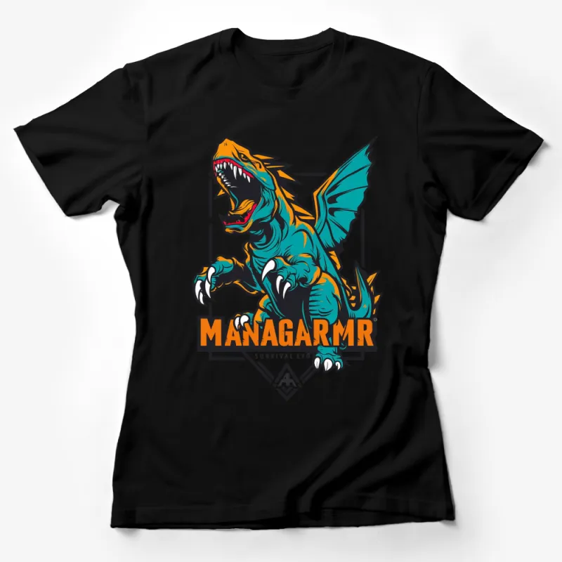 Managarmr Survival Evo T-Shirt, Mythical Dragon Graphic Tee, Vibrant Fantasy Design Female T-Shirt