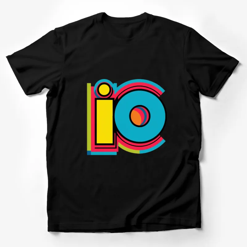 Colorful Abstract Geometric Design T-Shirt, Bold Retro Style Graphic Tee, Unisex Casual Wear Male T-Shirt