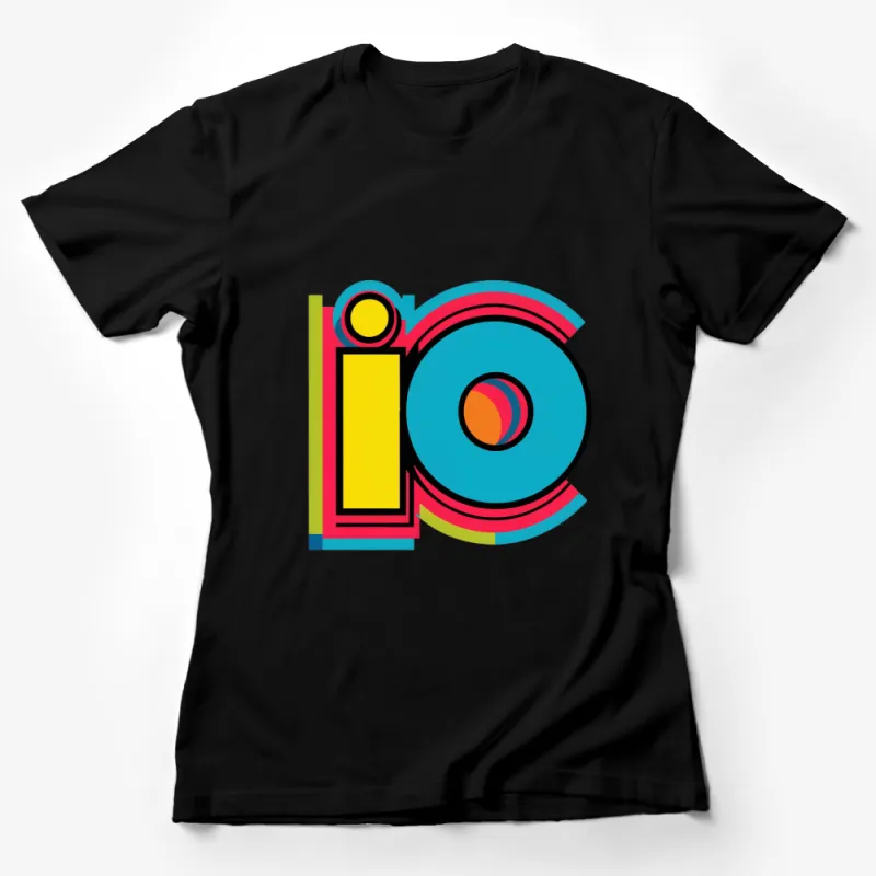 Colorful Abstract Geometric Design T-Shirt, Bold Retro Style Graphic Tee, Unisex Casual Wear Female T-Shirt