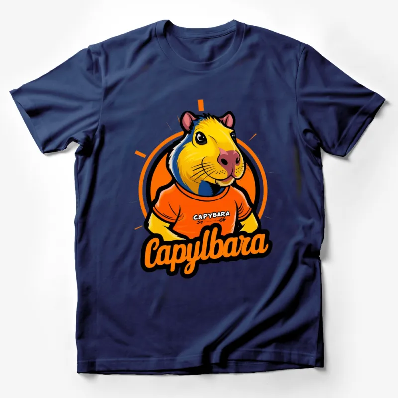 Capybara Cartoon T-Shirt, Cute Animal Graphic Tee, Unique Capybara Shirt, Colorful Casual Wear Male T-Shirt