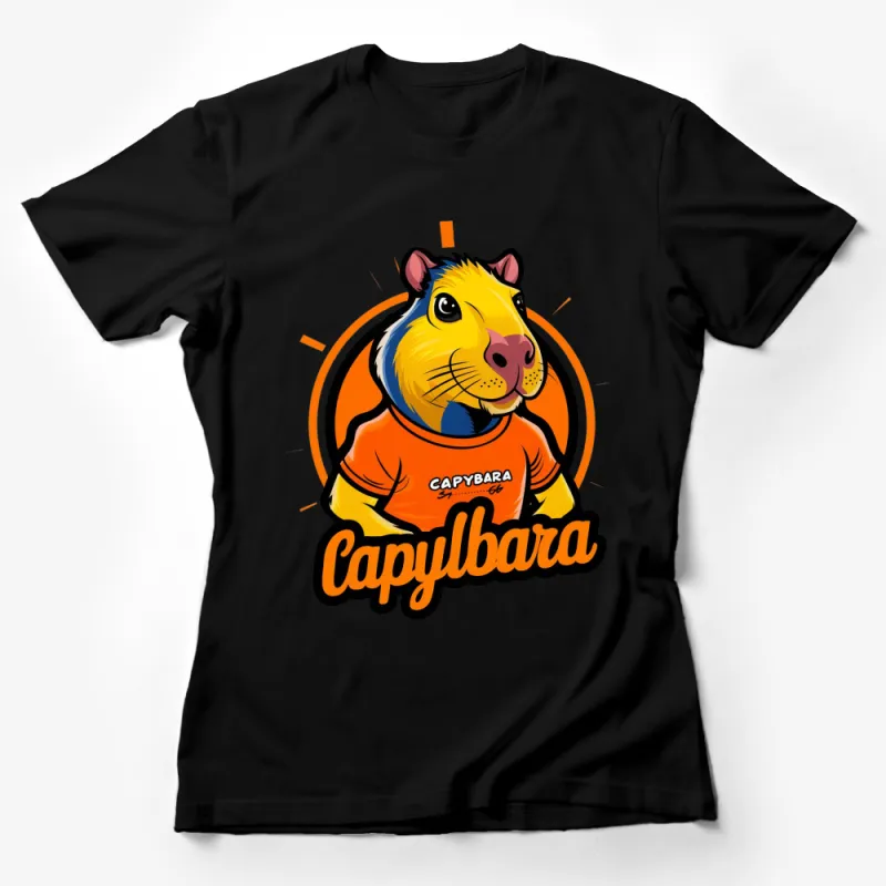 Capybara Cartoon T-Shirt, Cute Animal Graphic Tee, Unique Capybara Shirt, Colorful Casual Wear Female T-Shirt