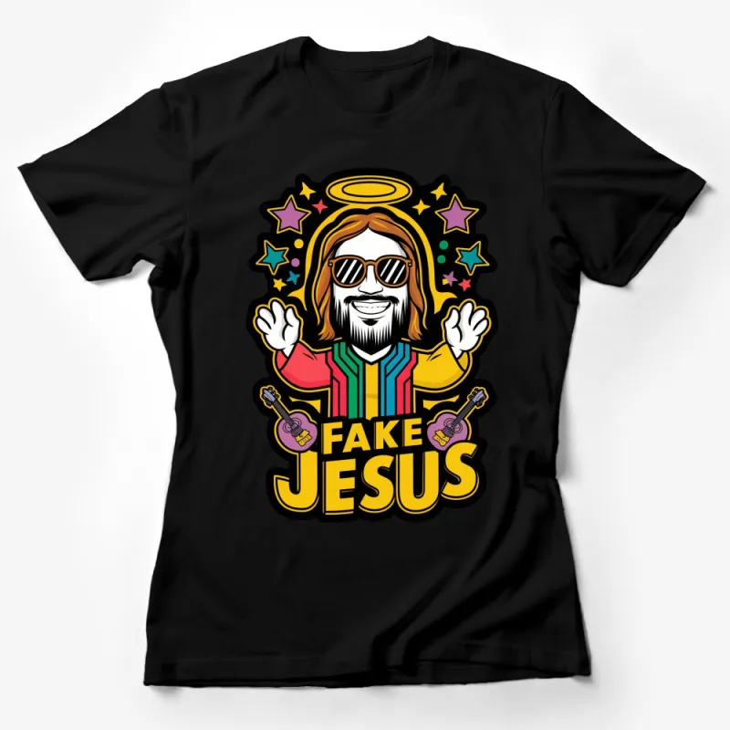 Cool Jesus Graphic T-Shirt, Colorful Pop Art Style Jesus Tee, Unisex Casual Wear Female T-Shirt