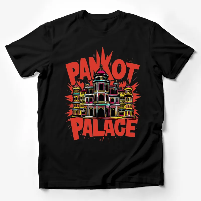 Colorful Panjot Palace Graphic T-Shirt, Vibrant Architectural Illustration, Cultural Heritage Design, Urban Streetwear Male T-Shirt