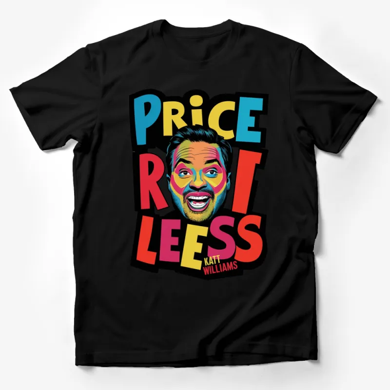 Colorful Kat Williams Price R-less Graphic T-Shirt, Bold Comedy Art Tee, Unique Fan Merchandise Male T-Shirt