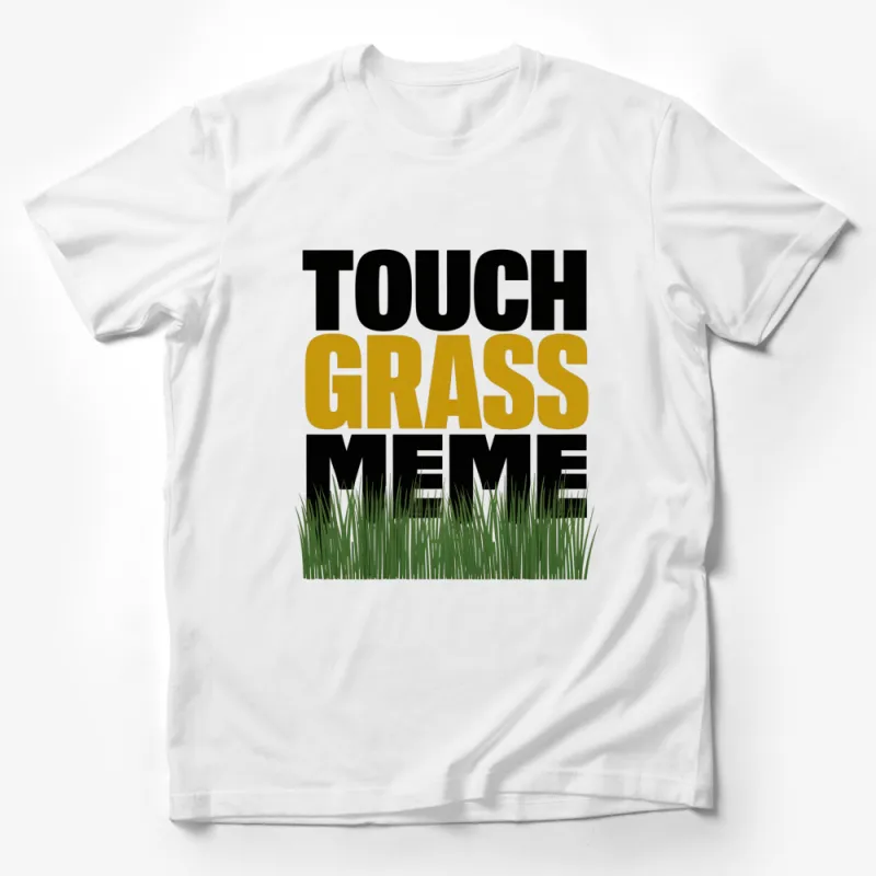 Touch Grass Meme T-Shirt, Funny Internet Slang Tee, Green and Black Casual Shirt Male T-Shirt