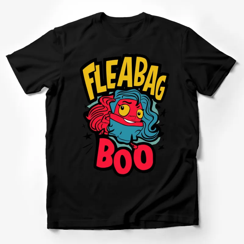 Colorful Fleabag Boo Cartoon Graphic T-Shirt, Unisex Pop Art Style Tee, Bold Casual Streetwear, Gift Idea Male T-Shirt