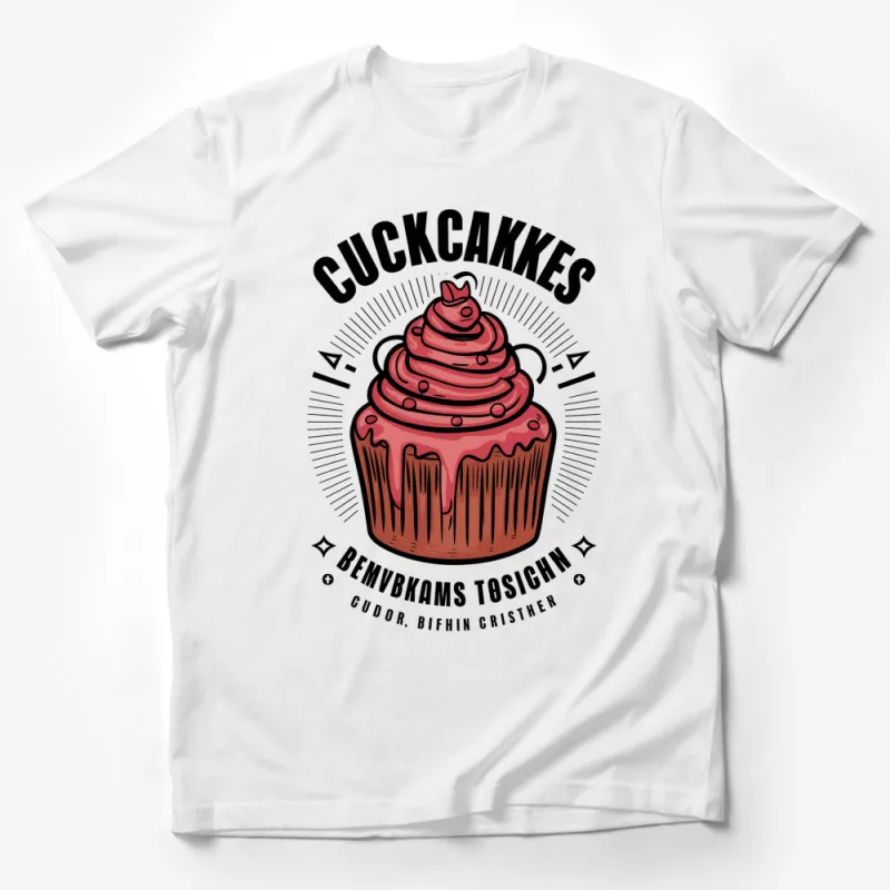 Retro Cupcake T-Shirt, Vintage Style Red Cupcake Graphic Tee, Unisex Sweet Dessert Shirt Male T-Shirt