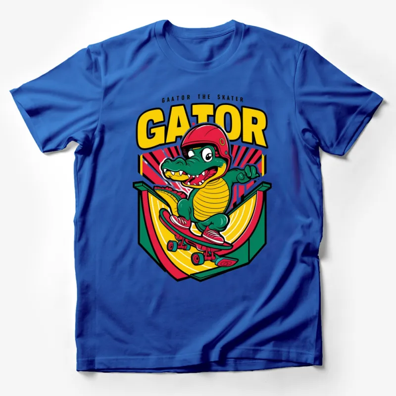 Skater Gator Graphic T-Shirt, Cartoon Alligator Skateboarding, Colorful Fun Tee for All Ages Male T-Shirt