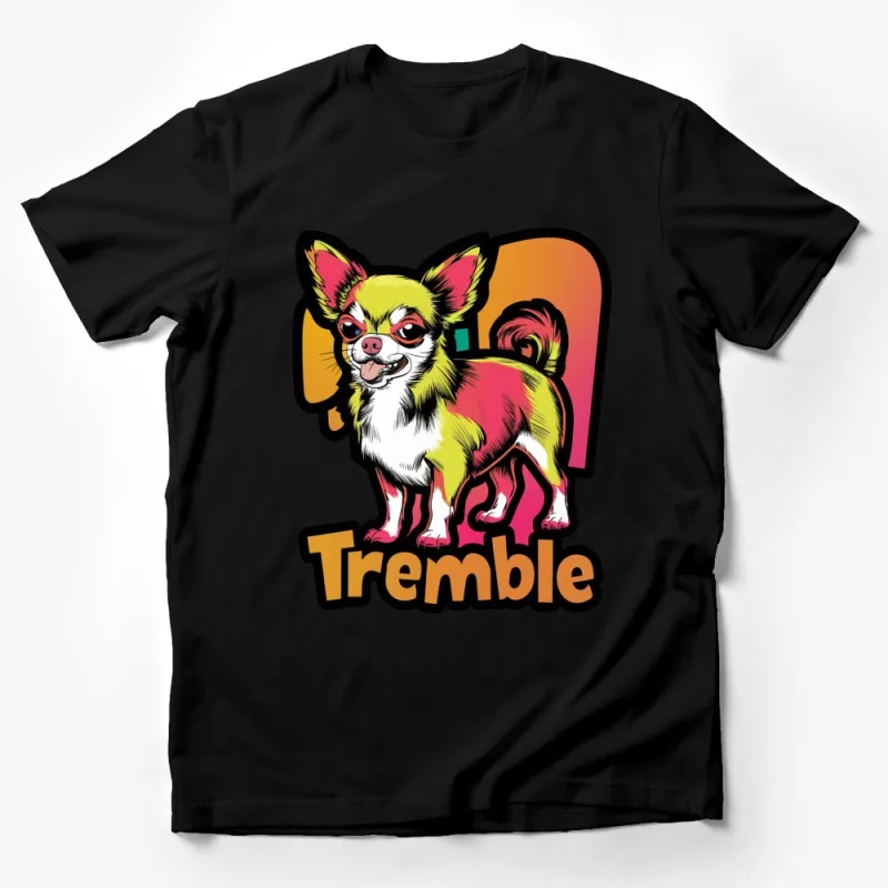 Colorful Chihuahua Tremble Graphic Tee, Vibrant Pop Art Dog T-Shirt, Unisex Casual Wear Male T-Shirt